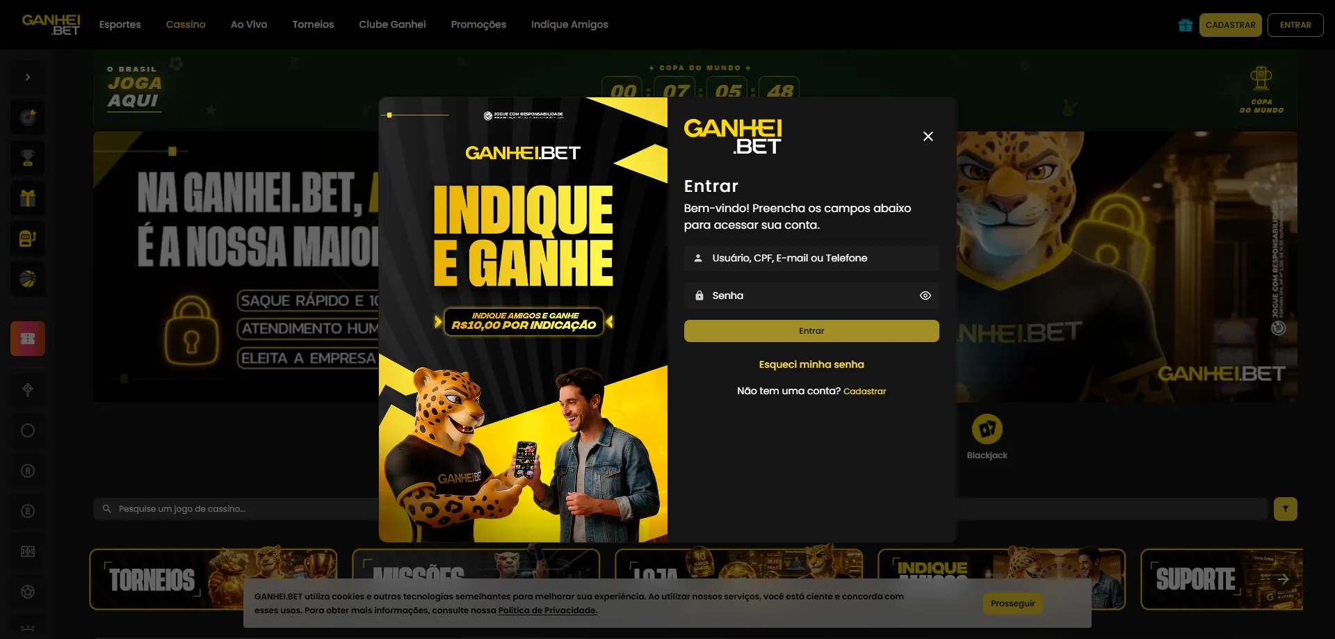 Cadastro e login na plataforma Ganhei Bet para jogadores do Brasil